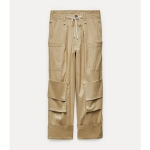 Zara Cargo Linen Blend Pants